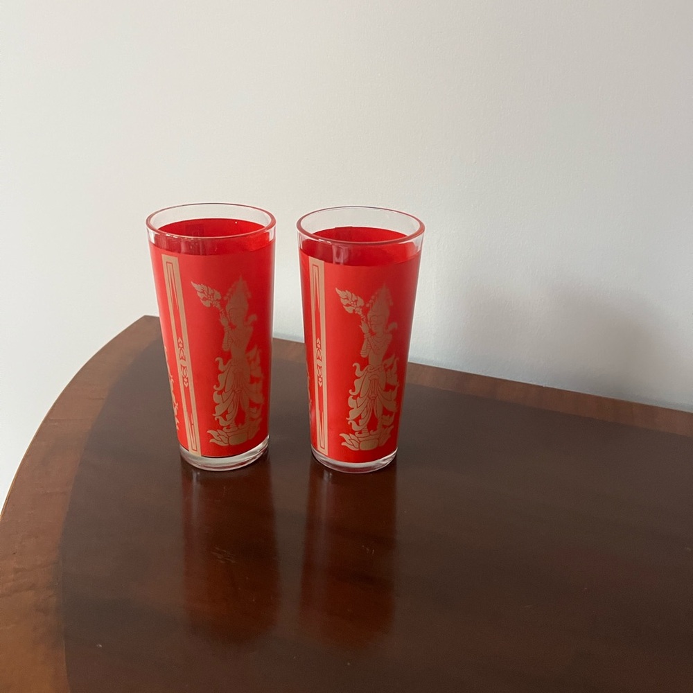 MCM Red and Gold Thai goddess glasses